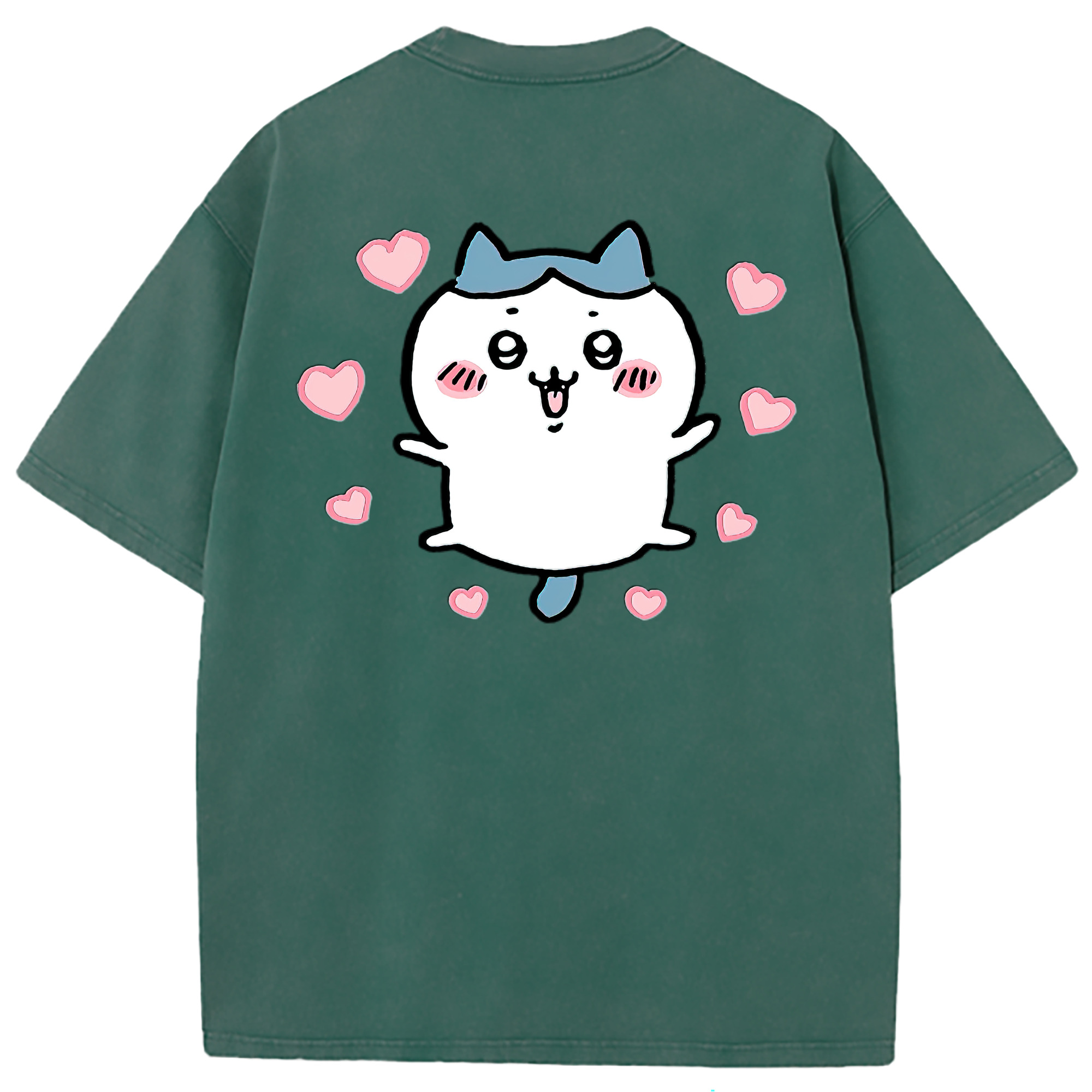 （画像用） ちいかわ ハチワレ Chii-kawa hachiware 綿100% ヴィンテージ風 半袖Tシャツ（背面プリント）